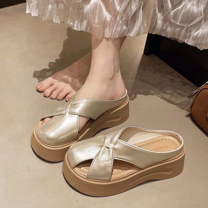 Platform Plain Cross Mules