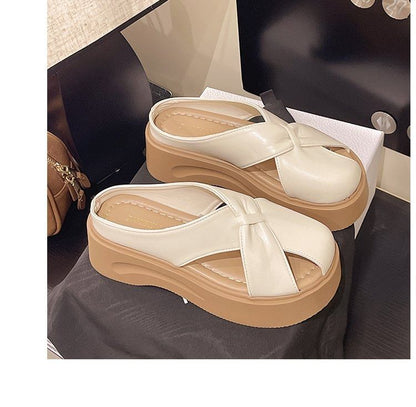 Platform Plain Cross Mules