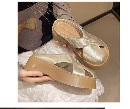 Platform Plain Cross Mules