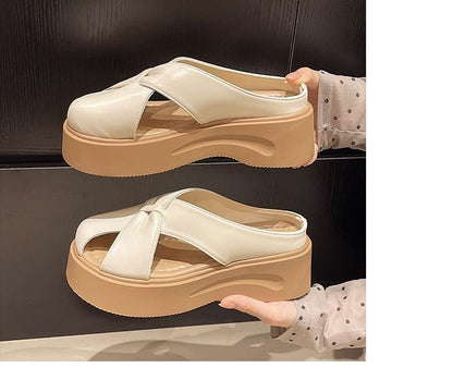 Platform Plain Cross Mules