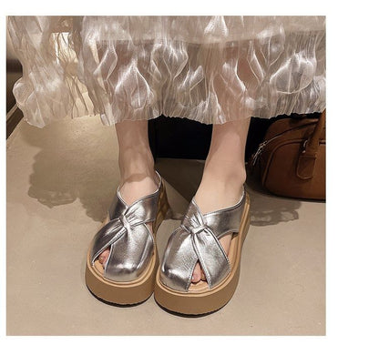 Platform Plain Cross Mules