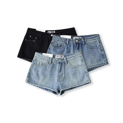 Low Rise Denim Hot Pants