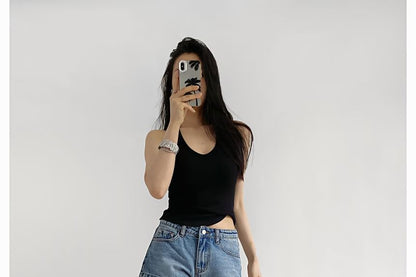 Low Rise Denim Hot Pants