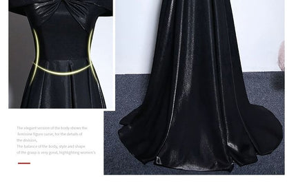 Off-Shoulder Plain A-Line Satin Evening Gown