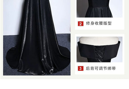 Off-Shoulder Plain A-Line Satin Evening Gown