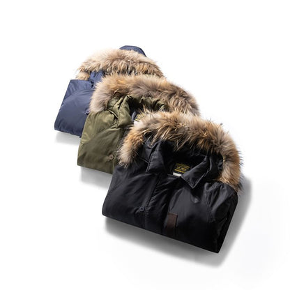 Detachable Faux Fur-Trim Hooded Parka