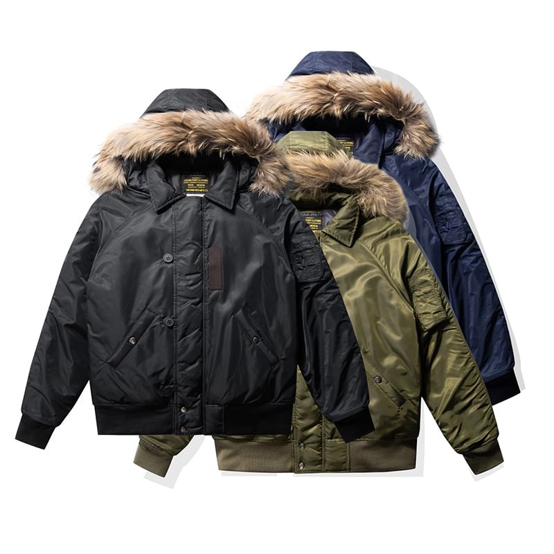 Detachable Faux Fur-Trim Hooded Parka