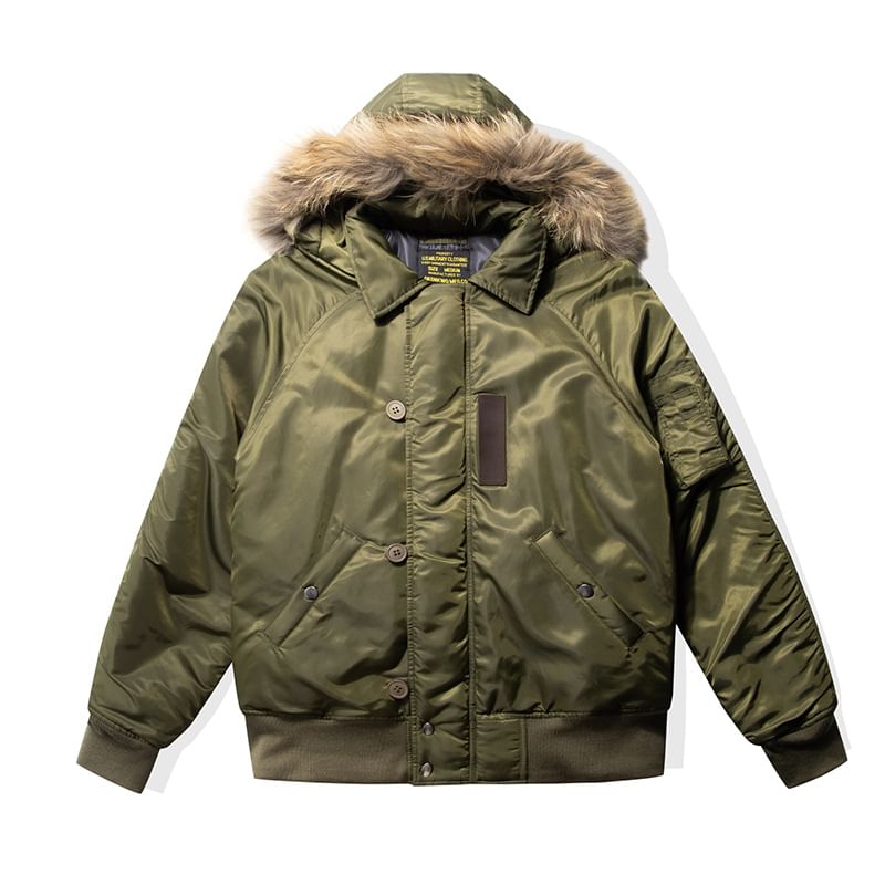 Detachable Faux Fur-Trim Hooded Parka