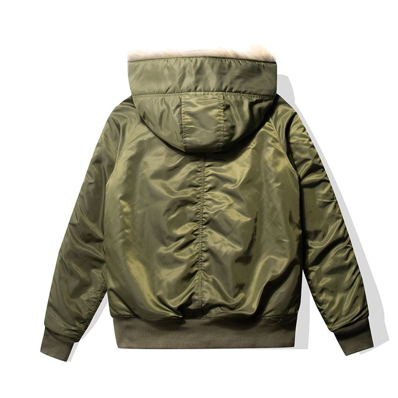 Detachable Faux Fur-Trim Hooded Parka