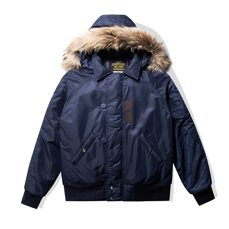 Detachable Faux Fur-Trim Hooded Parka
