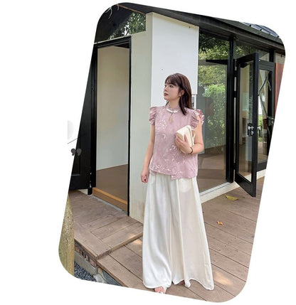 Plus Size Elastic Waist Plain Culottes