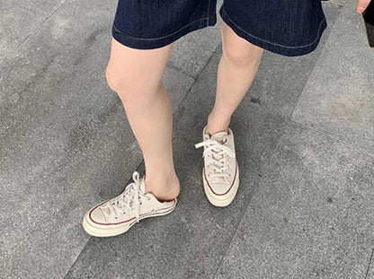 High Waist Washed Denim Shorts