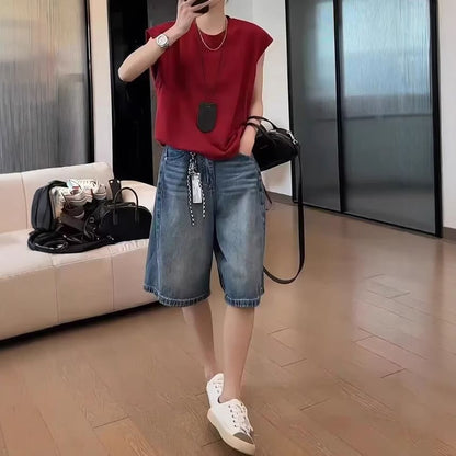 High Waist Washed Jorts