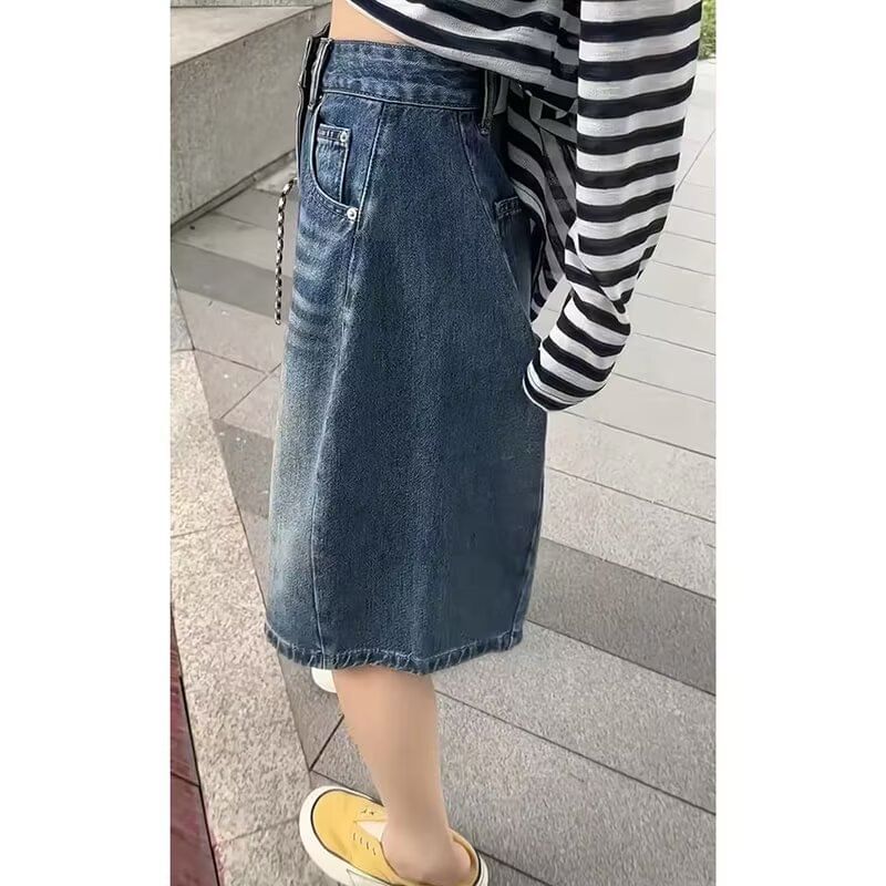 High Waist Washed Jorts