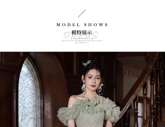 Off Shoulder Mesh A-Line Evening Gown