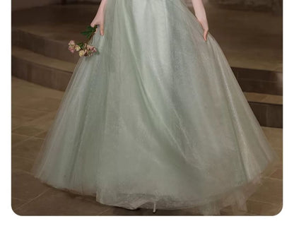 Off Shoulder Mesh A-Line Evening Gown