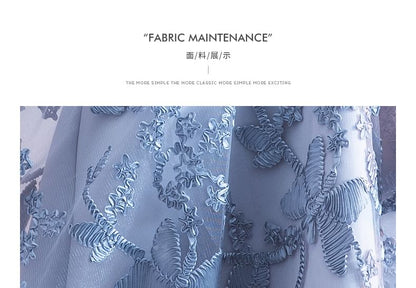 Elbow-Sleeve Boat Neck Patterned A-Line Cocktail Dress