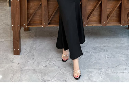 Short-Sleeve Plunge Plain Slit Mermaid Evening Dress