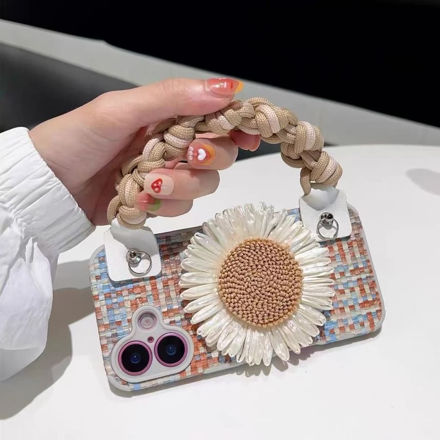 Phone Case Strap Set / Decoration Lanyard Woven Adhesive Sunflower
