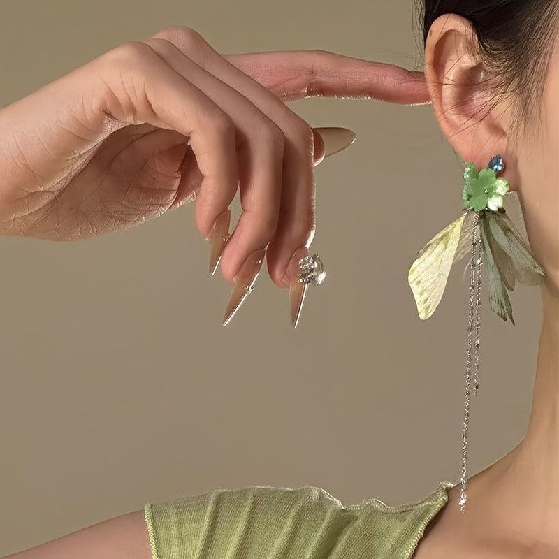 Butterfly Fringed Flower Earring Drop