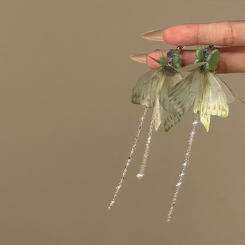 Butterfly Fringed Flower Earring Drop