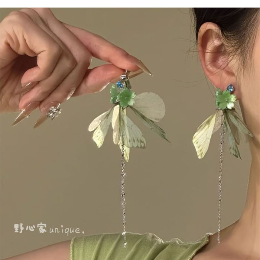 Butterfly Fringed Flower Earring Drop
