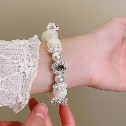 Faux Bracelet Beaded Rhinestone Pearl