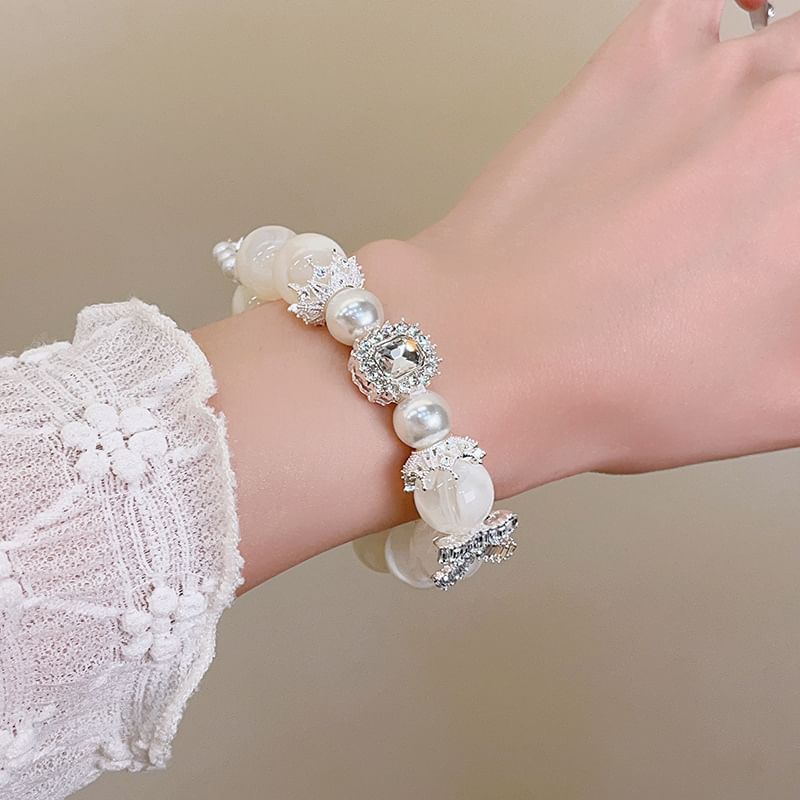 Faux Bracelet Beaded Rhinestone Pearl