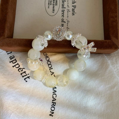 Faux Bracelet Beaded Rhinestone Pearl