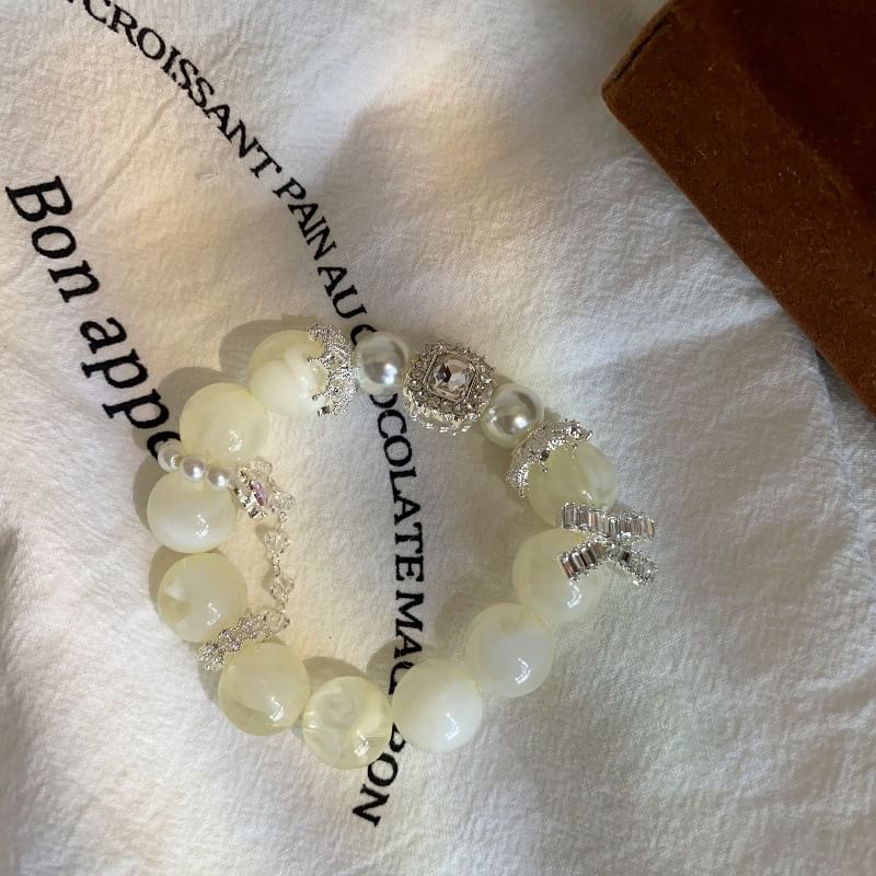 Faux Bracelet Beaded Rhinestone Pearl