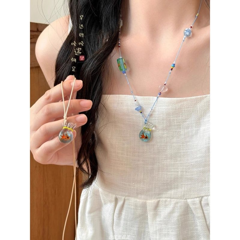 Goldfish Pendant Beaded Necklace