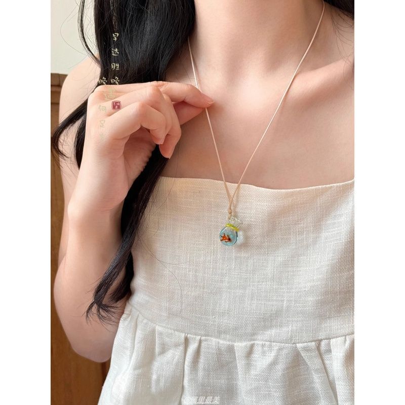 Goldfish Pendant Beaded Necklace