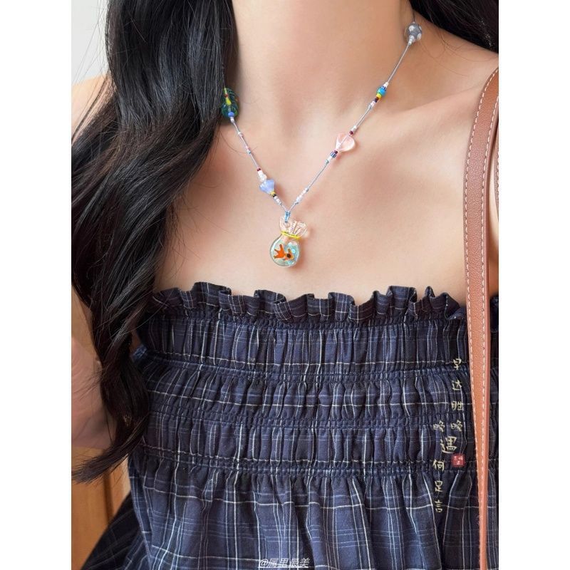 Goldfish Pendant Beaded Necklace