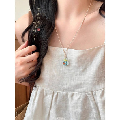 Goldfish Pendant Beaded Necklace