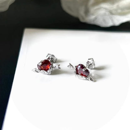 Rhinestone Stud Heart Ear