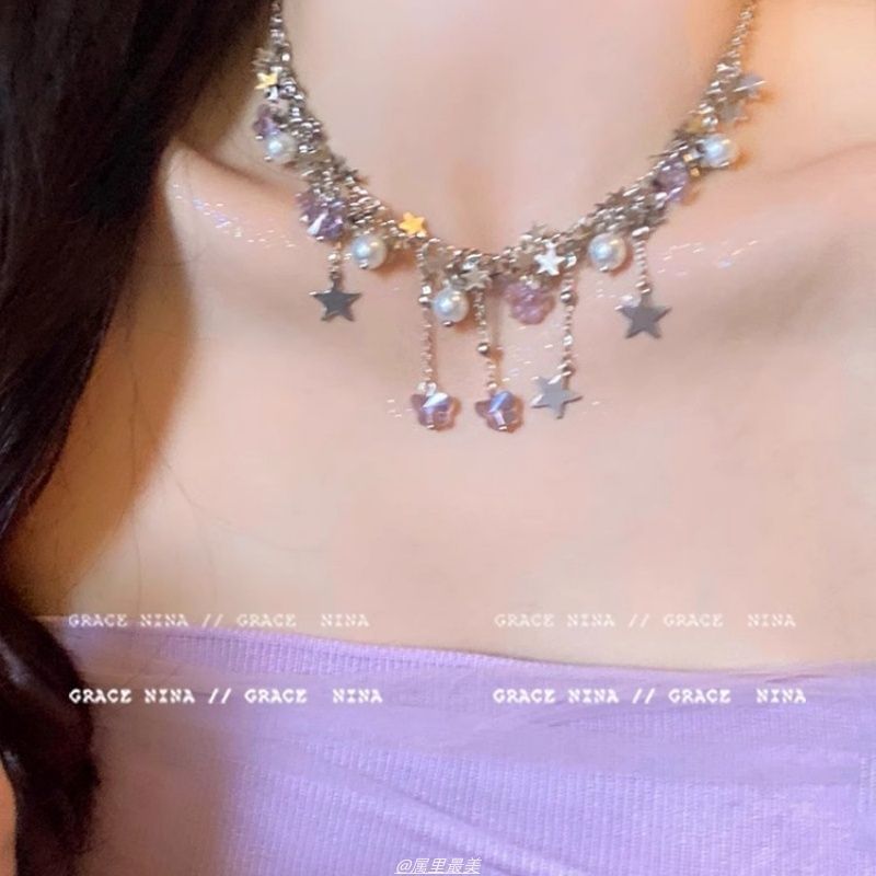 Necklace Faux Butterfly Star Pearl Fringed