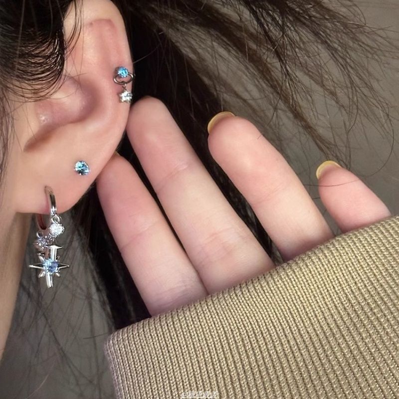 Star Huggie Rhinestone Earring Drop