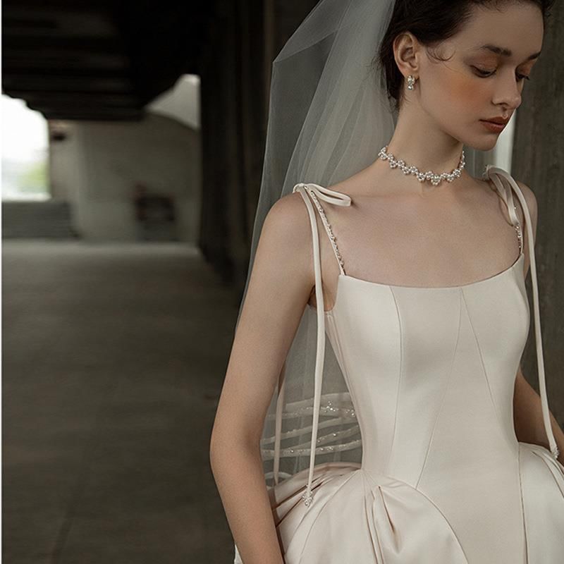 Strapless Plain Bow Back Wedding Gown