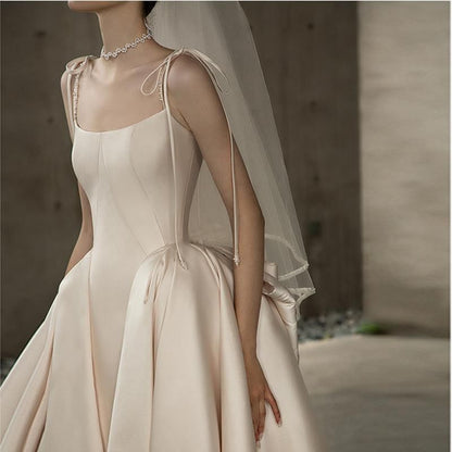 Strapless Plain Bow Back Wedding Gown