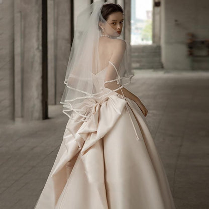 Strapless Plain Bow Back Wedding Gown