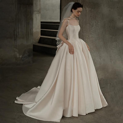 Strapless Plain Bow Back Wedding Gown