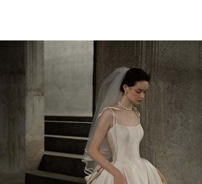 Wedding Strapless Bow Gown Back Plain