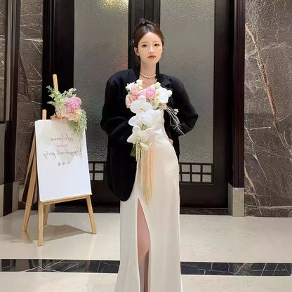 Spaghetti Strap Plain Wedding Gown