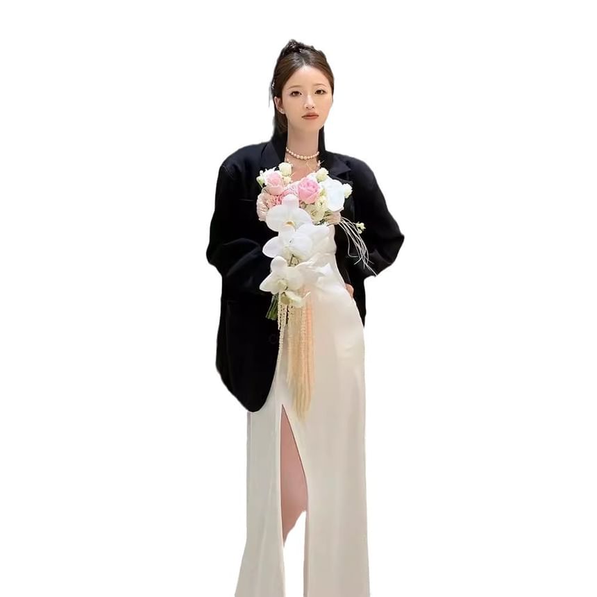 Spaghetti Strap Plain Wedding Gown