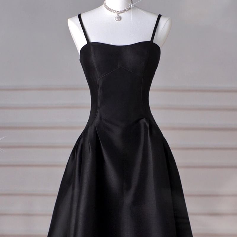 Spaghetti Strap Plain A-Line Evening Gown