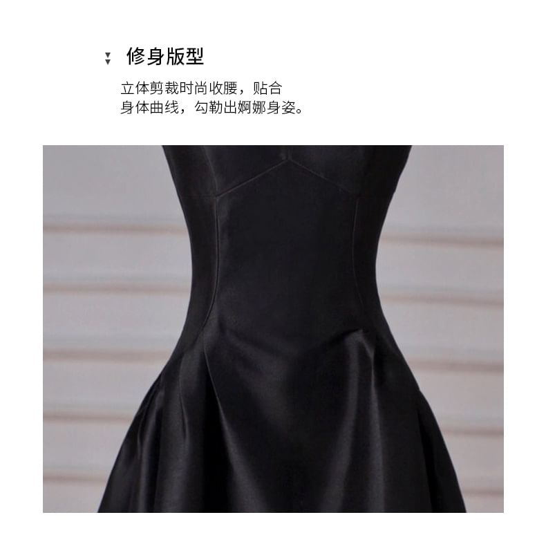 Spaghetti Strap Plain A-Line Evening Gown