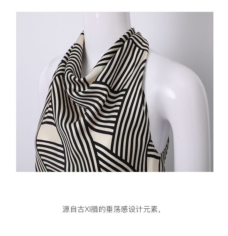 Striped Turtleneck Sleeveless Top