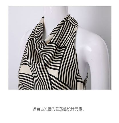 Striped Turtleneck Sleeveless Top