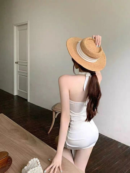 Mini Halter Ruched Sleeveless Dress