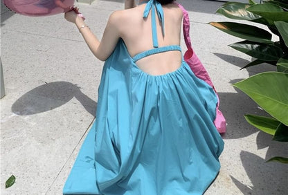 Print Dress Sleeveless Halter Neck Maxi